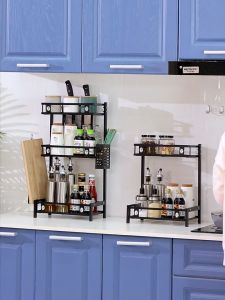 Stainless Steel Spice Rack Kitchen Rack Seasoning Storage Rack Kitchen Shelving With Cabinet