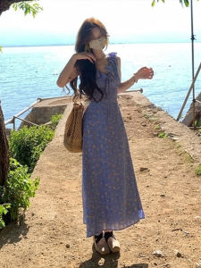 XUECAIQI | Plus Size Elegant French Style V-Neck Floral Dress
