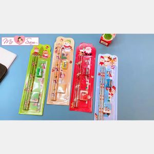 Bộ dụng cụ học tập 4 món noel bút chì gọt bút cục tẩy thước kẻ Thế Vinh Store