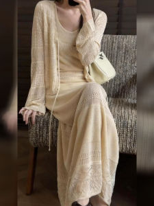 DANTING | French Style Knitted Lace-Up Dress Set