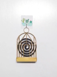 Gold Mosquito Coil Stand Iron Nordic with Lid Ash Catcher Hanging Rack for Home Outdoor Camping 金色蚊香架