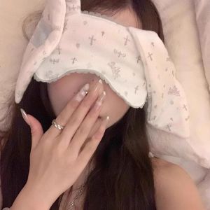 Cute Bunny Ear Eyeshade for Sleeping Girls Lace Design Sleep Mask Block out Light Sweet Girl Anime Style Home Use Eye Cover