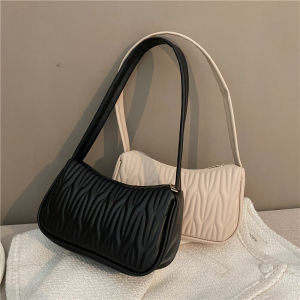 Fashionable Pure Color Underarm Bag Womens Handbag Small Square Single Shoulder Bag Soft PU Leather Zipper Closure Casual