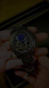 Người Chiến Thắng Sang Trọng Pha Mặt Trăng Tourbillon Đồng Hồ Cơ Vàng Khắc Tự Động Nam Dây Thép Không Gỉ Dây Dạ Quang