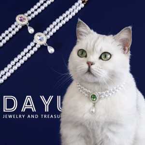 2024 Double-Layer Pearl Pet Necklace Maltese Puppy Luxurious Color Gem Pendant Princess Collar/Necklace