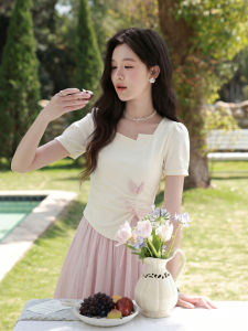 Áo Thun Tay Ngắn Thiết Kế Pháp Elegance cho Nữ
