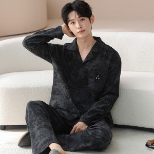 miiow | Mens Pure Cotton Long Sleeve Sleepwear Loose Fit Home Clothes Cardigan Style Autumn Spring New Arrival Catman Casual Wear
