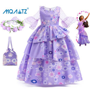 MQATZ Lsabela Carnival Encanto Dress For Girls Children Costume Girl Party Princess Dresses Vestidos Half Sleeve Kids Performance MFMW001