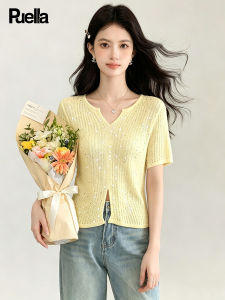 puella | Summer French Style V-Neck Fitted Slimming T-Shirt Women