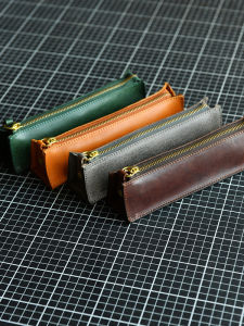 Handmade Vegetable Tanned Cowhide Pencil Case Retro Genuine Leather Student Stationery Bag Durable Artistic Storage Bag