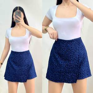 ONE SLIT FLORAL EMBOSSED SKORT HIGH WAIST PALDA SHORTS