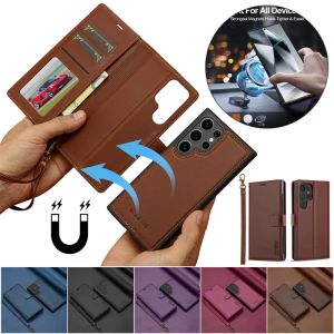 szhaiyu | Magnetic Leather Wallet Phone Case for Samsung Galaxy S26 Ultra S25 FE S24 S23 S22 Plus A56 A36 A16 A17 A57 A37 Strap Cover