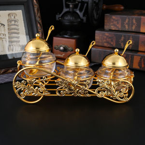 1 large metal and glass combination seasoning jar suitable for kitchen spices salt sugar pepper and other seasoning bottle s