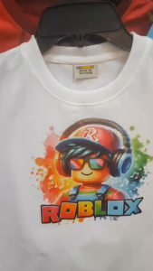 Áo thun Roblox bé trai ngầu màu trắng vải cotton thái mềm mịn size 10kg đến 90kg-Tặng huy hiệu
