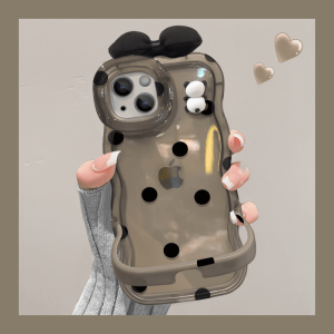 Creative Polka Dot Butterfly Knot Phone Case with Dual Stands for  15Promax Huawei Mate60Pro OPPO Reno12 Cute Vivos19 Personalized Xiaomi 14 Womens High End Pura70 Explosion