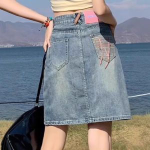 ไฮ เอว ทรงเอ มินิ กระโปรง ผู้หญิง ฤดูใบไม้ผลิ แฟชั่น ผ้าฝ้าย กางเกงยีนส์ขาสั้น กระโปรง เอส พรางหุ่น ไฮไรส์ หลากหลาย อินเทรนด์ ความยาวครึ่งตัว กระโปรง เอส