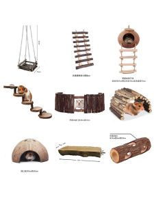  Wood Hamster Toys Rabbit Tunnel Hideout Playground Scenery Decoration Hissing Bear Teeth Grinding Bedding Tunnel