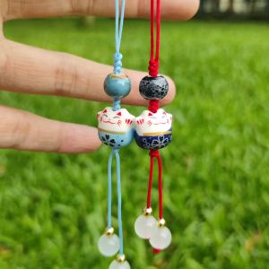 Móc Khóa Điện Thoại Mèo May Mắn Nhật Dễ Thương Nhiều Màu Kiểu Mix Hạt Đá và Gốm - MS024