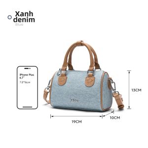 REFENG | Túi Xách Hình Quả Cầu Bowling Denim Xanh Chất Lượng Cao