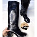 Giày boots đùi nữ zara chuẩn auth boot lửng cao cổ gót cao 5p hoạ tiết vân cá sấu VNXK bốt xuất khẩu dư xịn. 