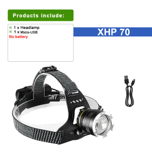 Powerful Head Flashlight XHP 70 Headlight Zoom Sensor Rechargeable LED Headlamp Outdoor Multi-Function Head Torch Lantern Lamps