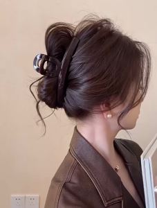 Kẹp Tóc Acrylic Màu Nâu Thanh Lịch Phong Cách Hàn Quốc Nơ Kẹp Cá Mập Dành Cho Nữ Thời Trang Phụ Kiện Tóc Cho Bé Gái