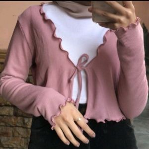 Cardigan Crop Tali Premium/Outer Wanita Premium Quality