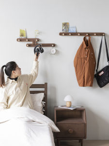 Pure Solid Wood Wall Mounted Coat Rack Creative Entrance Hall Hook New 2024 No Drilling Required Modern Simple Style Furniture