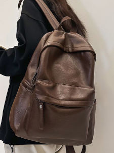 Schoolbag Female College Student High School Junior High School Student Minimalist Large Capacity Computer Backpack Leather Work Clothing Backpack Fancy