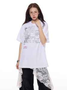 T-Shirt Wanita Lengan Pendek Oversize - Motif Huruf Korea  Katun Tipis Bernapas 2025  Baju Kasual Kerah Bulat Slim Fit  Gaya Jalanan Korea-Jepang Premium untuk Tampilan Manis  Ukuran besar  Nyaman  Slip - on  Tops  Modis  Serbaguna  Womens Clothing
