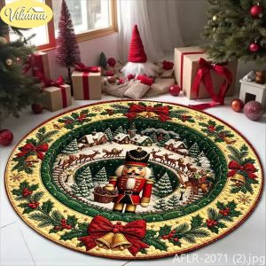3D Optical Illusion Zipper Santa Claus Rug Non-Slip Indoor Christmas Tree Mat Living Room Xmas Rug Festive Home Decor 2026