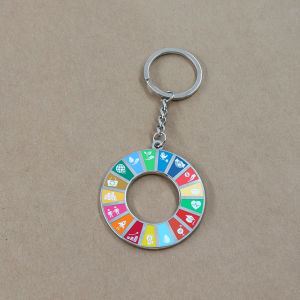 UN Sustainable Development Goal Destiny Wheel Keychain Backpack Pendant Decorative Zinc Alloy Creative Gift Keychain