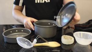 RAGON DS-201 Outdoor Camping Cooking Set Anodised Aluminum Non-stick Pot Bowl Cookware