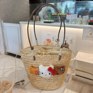 กระเป๋าถือใบตองปี 2025 กระเป๋าถือทรงถังน้ำขนาดใหญ่สำหรับวันหยุดชายหาด กระเป๋าถือผ้าใบสำหรับผู้หญิง กระเป๋าสะพายไหล่แบบลำลอง