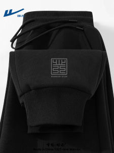 Loose Fit Mens Black Sports Casual Pants Autumn New Style Large Size Cuffed Sweatpants Breathable Comfortable Cotton Polyester