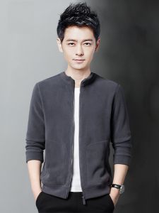 ROMON | Lormen Mens Fleece Sweatshirt Spring Autumn Outdoor Sports Casual Thick Warm Cardigan Coat Zipper Straight Leg Fashion City