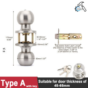 1 Piece Aluminum Alloy Globular Door Knobs Rotation Lock Knobset Handle Metal Door Knob With Key For Bedrooms Living Rooms