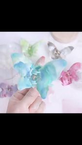 F4 Jepit Rambut Kupu Kupu 8.5cm Warna Cellulose Acetate Elegant Marble Butterfly Hair Clip HBSA001