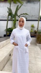 Gamis Ihrom Gayatri Dewasa Umroh/Haji Katun Renda Premium