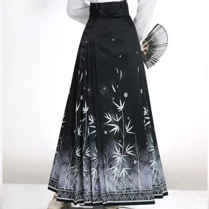 Adult Ming Dynasty Style Half Skirt Womens Long Dress Slimming Ancient Chinese Collar New 2024 Summer Autumn Fashion Hanfu