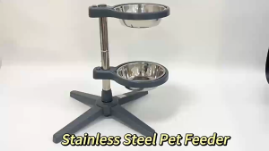 [24Hours Ship]Adjustable Pet Dog Feeder Bowl with Stand Stainless Water Food Bowl for Cat Dog Pet