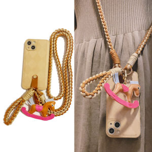 Retro Style Rocking Horse for iPhone 15pro Phone Case Apple 14promax Braided Rope 13pro New Arrival 16promax Protective Case Xsmax over-the-Shoulder 7plus Anti-Lost 12