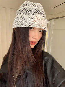 Black Hollow out Design Breathable Casual Style Face Slimming Ins Artistic Small Niche Bobble Hat for Youth Travel All Seasons