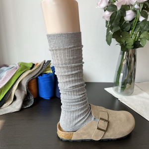 Khaki Brown Vertical Stripe Stackable Thin Womens Leg Socks Spring Summer Fashionable Miu Style Grey Smoke Color Block Socks