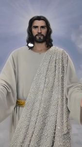 Lukisan Yesus Religius Kristen Kristal Porcelain 5D 40X80cm Frame Emas LP012