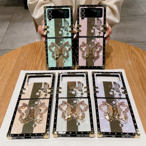 Samsung Galaxy Z Flip 4 Z Flip 3 Case Ultra Thin PC Samsung Z Flip 4 Case with Butterfly Ring and Back Cover Protective Shockproof Lightweight Protective Case