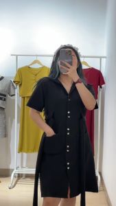 6104 Marella Collar Button Strap Midi Dress Kasual Hyo Dress