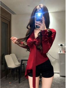 CHANGTONG | Stylish V-neck Slim Fit Short Top T-shirt