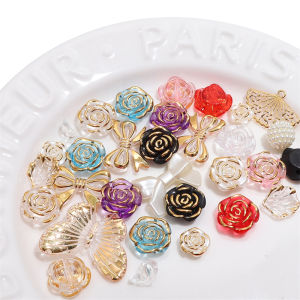 20g/bag Mixed Style Gold Foil Acrylic Loose Beads for Making Earring Bracelet Necklace DIY Handmade Jewelry Accessories