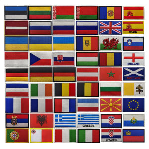 European Union Embroidered Patches Belgium Germany Portugal Slovakia Italy US UK Wales Switzerland Spain France Flag Badge